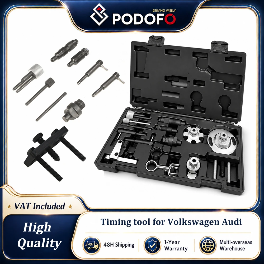 Podofo Diesel-Motor Nockenwellen-Ausrichtungs- und Arretierwerkzeug, Zahnriemen-Kit mit Steuerkette, Zylinderkopf, HP-Pumpen-Arretierwerkzeug für VW Audi A6L 2.7, Q7 3.0TDi, 4.0 4.2Tdi V8 CRD A4, A5,