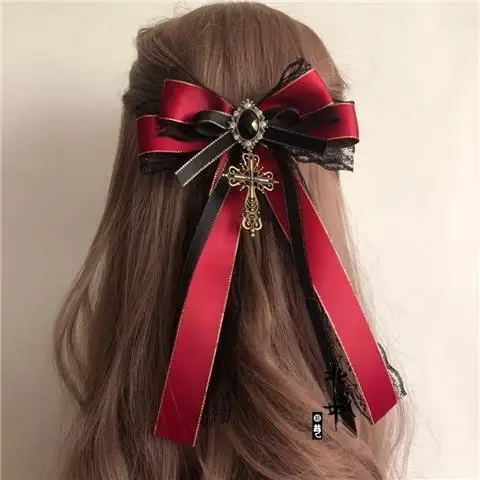 Lolita acessórios preto vinho vermelho arco hairpin gótico chapelaria estilo gótico kc lolita acessórios de cabelo