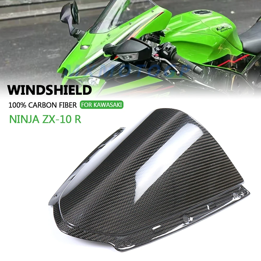 For Kawasaki NINJA ZX-10 R ZX10R ZX 10R 2021 2022 2023 2024 2025 100% Carbon Fiber Windshield Fairing Motorcycle Accessories