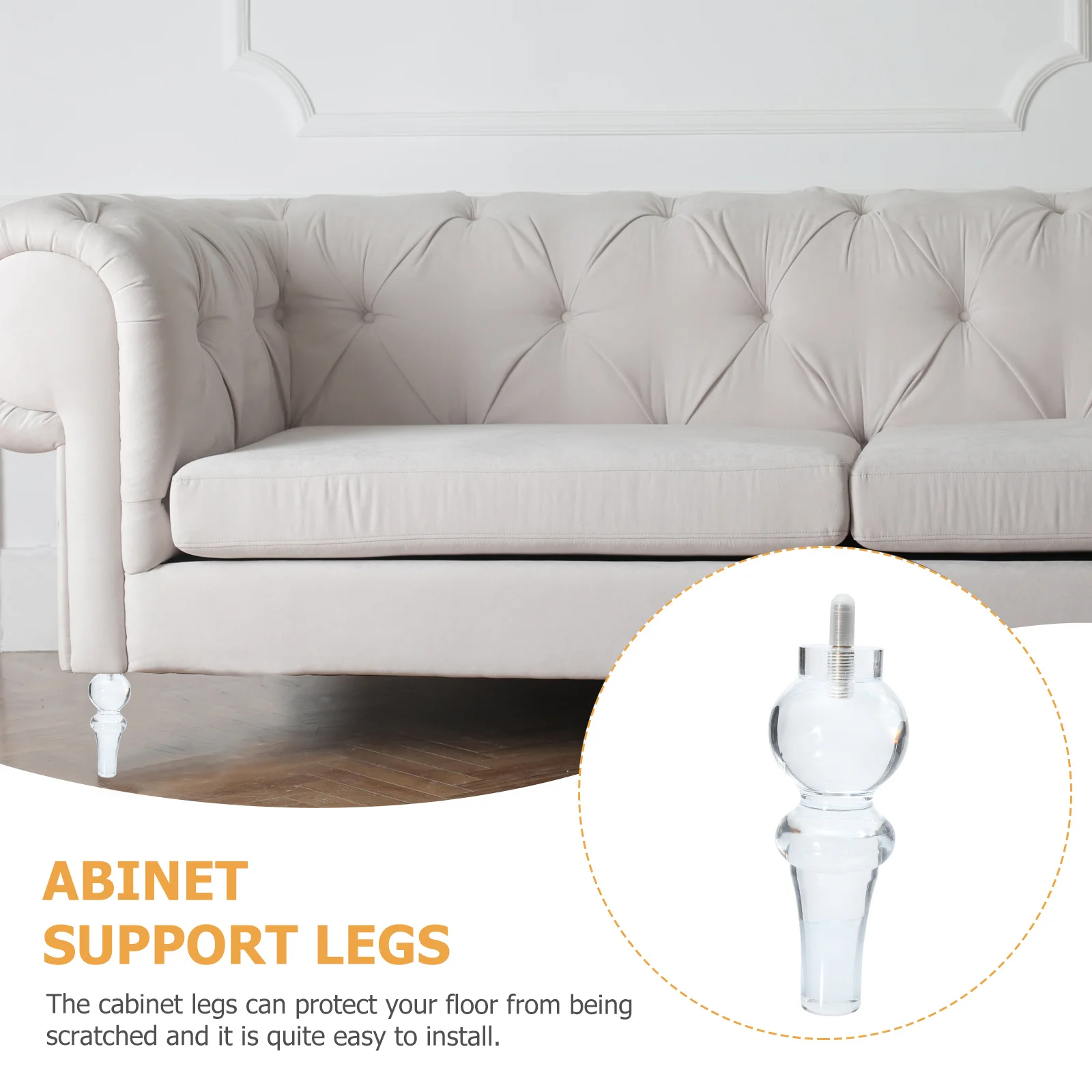 1Pcs Premium Crystal Sofa Support Legs Sturdy Transparent Acrylic Furniture Legs Cabinet Replacement Table Chair Feet