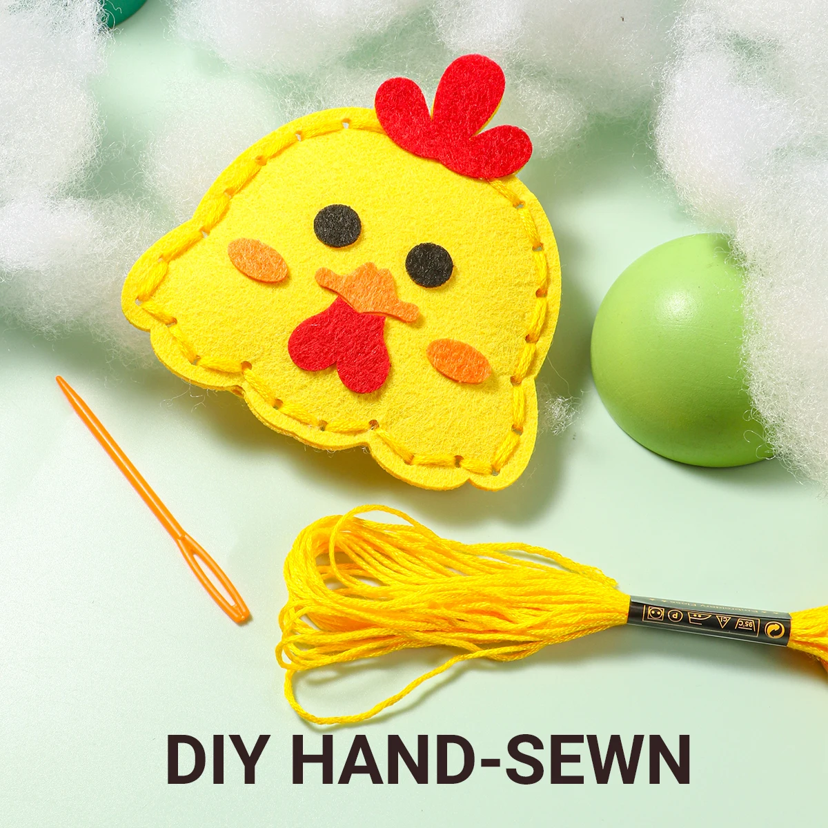 6-piece DIY Farm Animal Sewing Kit; Beginner Hand Sewing Kit; Cute Cartoon Animal Cow, Horse, Chicken School Bag Pendant; Birthd