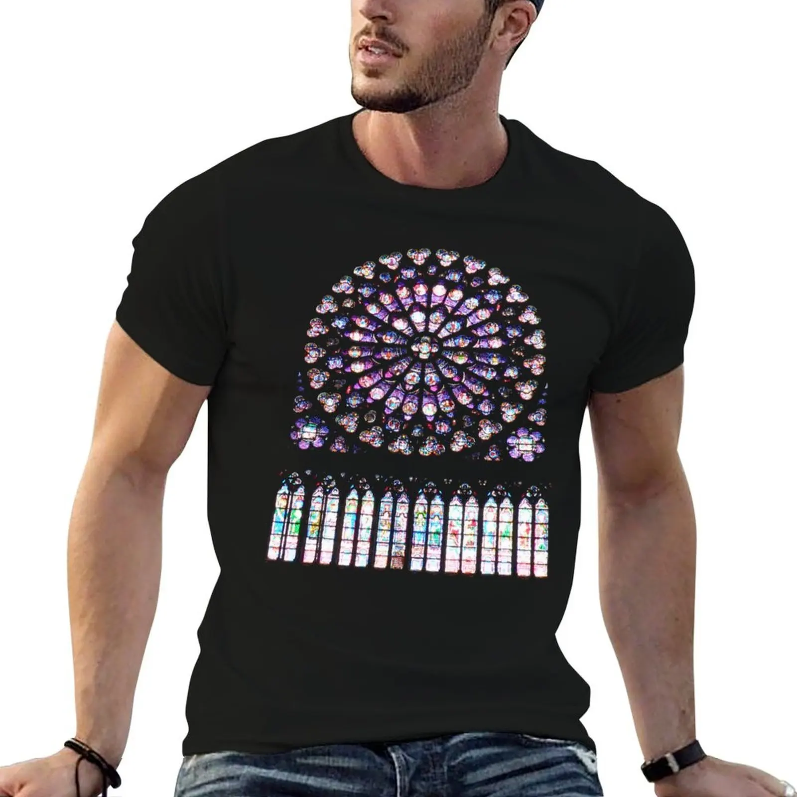 

Stained glass T-Shirt t shirts for man cotton funny man t shirt designer T-Shirt
