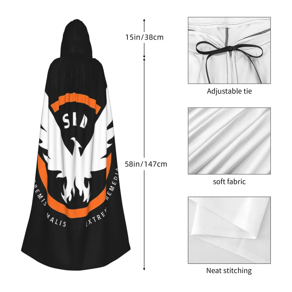 Game Tom Clancys The Division SHD Seal  Long Hooded Cloak Witch Medieval Costume Cosplay Cape HalloweenVampire Adult Unisex view 3