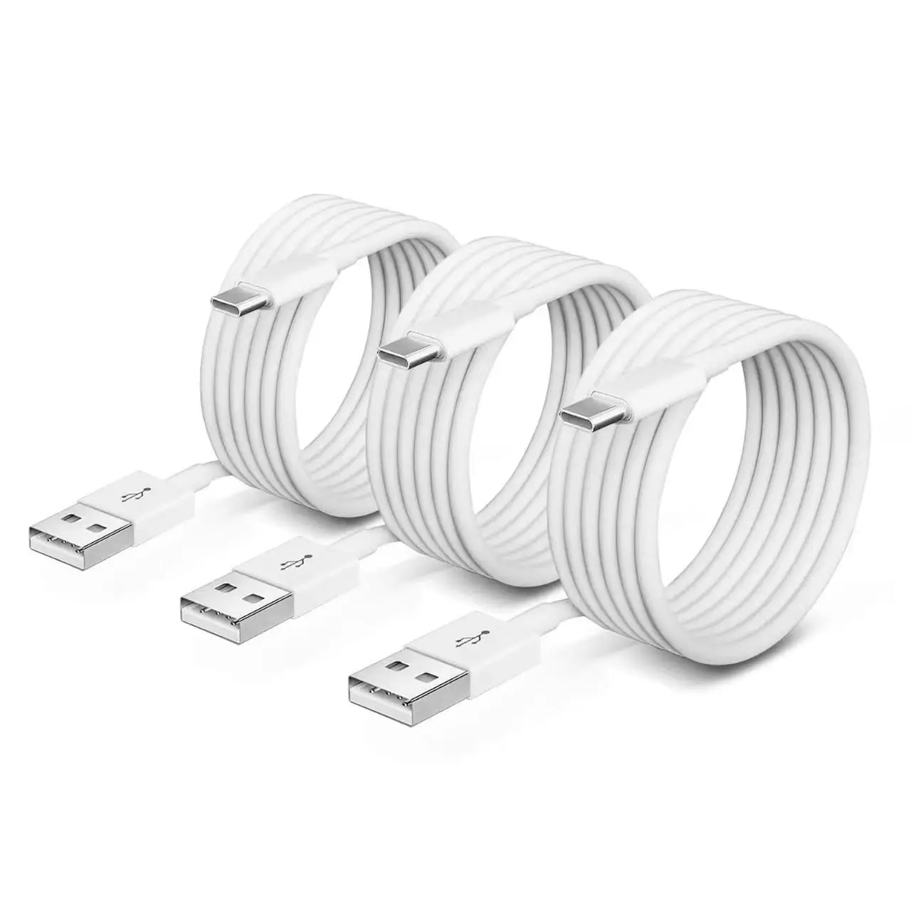 كابل بيانات شحن سريع من النوع C أبيض 3 عبوات USB A إلى USB C سلك 2.4A Line لهاتف آيفون 17 16 15 Pro Max Plus Samsung Xiaomi Huawei #1
