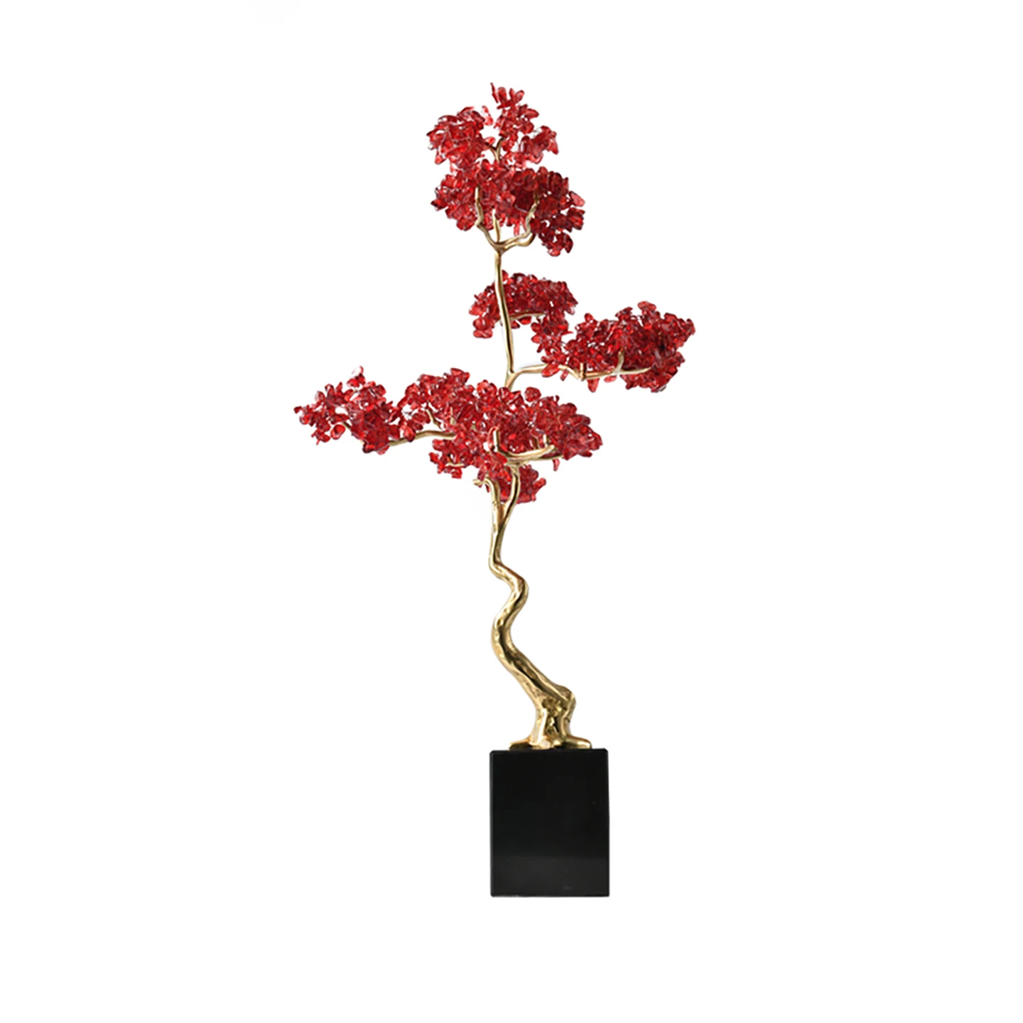 

New Chinese light luxury high-end entrance living room partition crystal fortune tree decoration