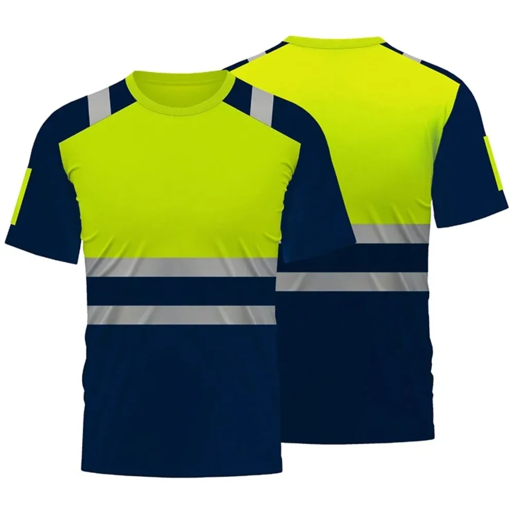 High visibility safety work shirt 3D printed summer breathable work T-shirt quick drying high visibility shirt