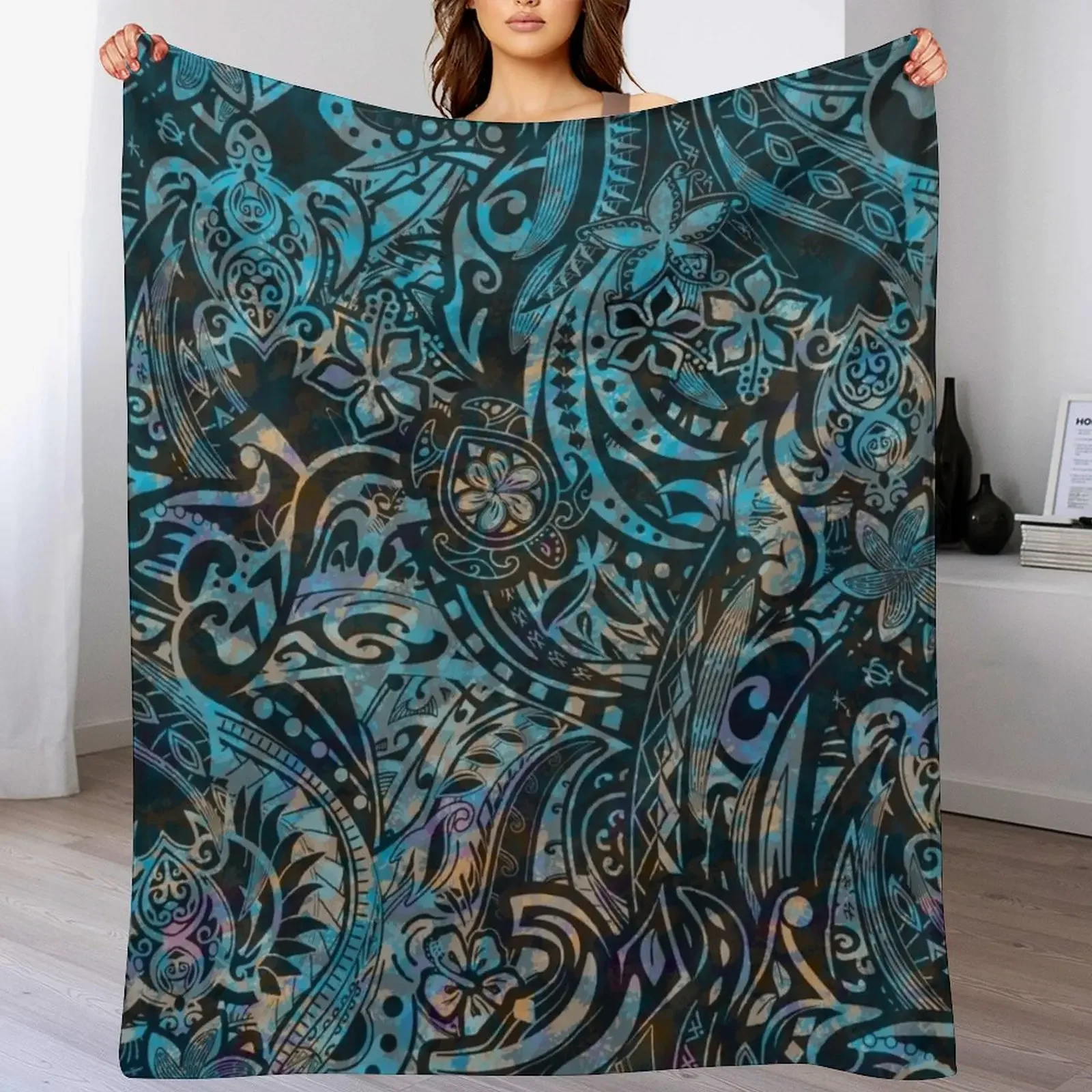 

Hawaiian Tribal Abstract Throw Blanket warm winter Decorative Throw For Decorative Sofa Decorative Beds Blankets