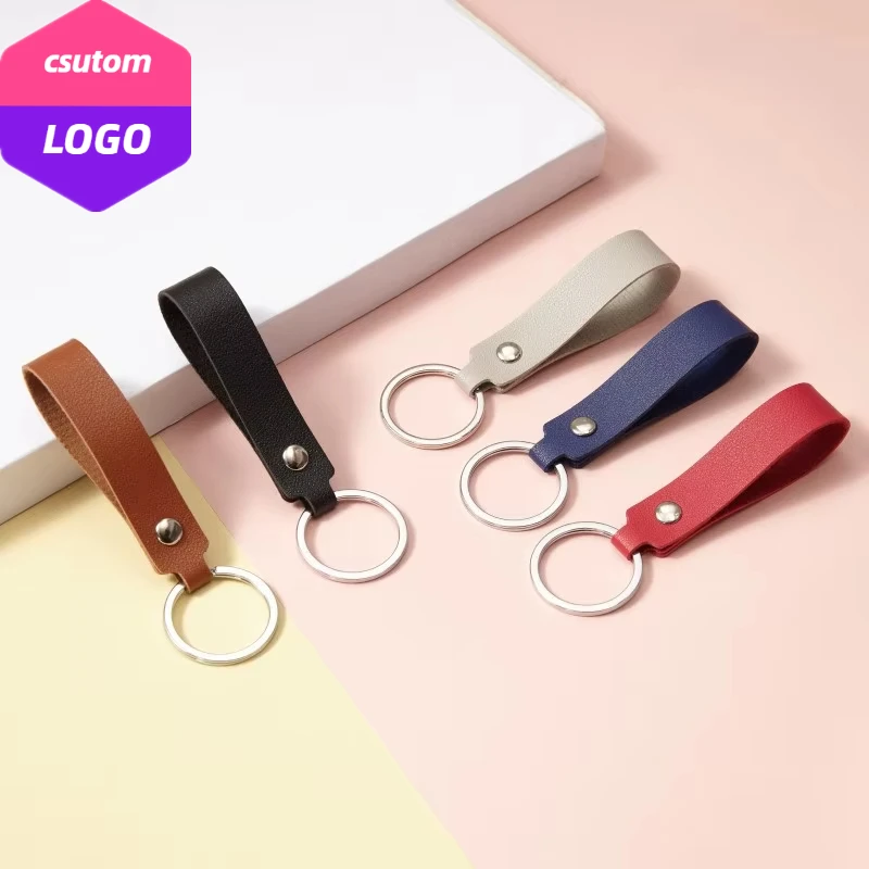 

Custom LOGO PU Leather Keychain Pendant Laser Engraved Bag Car Key Chain Holder Personalize Keyring Gift