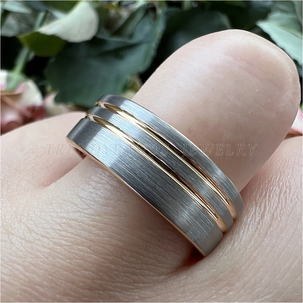8 mm Modeschmuck, Wolframkarbid-Verlobungsring, Ehering für Männer und Frauen, bequeme Passform – Detail 10