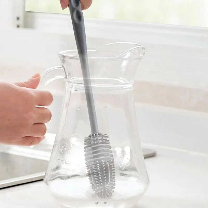 1Pcs Silicone Cup Brush Glass Cleaner Kitchen Clean Tool Long Handle Drink Wineglass Bottle Glass Cup Clean Brush Long Handle