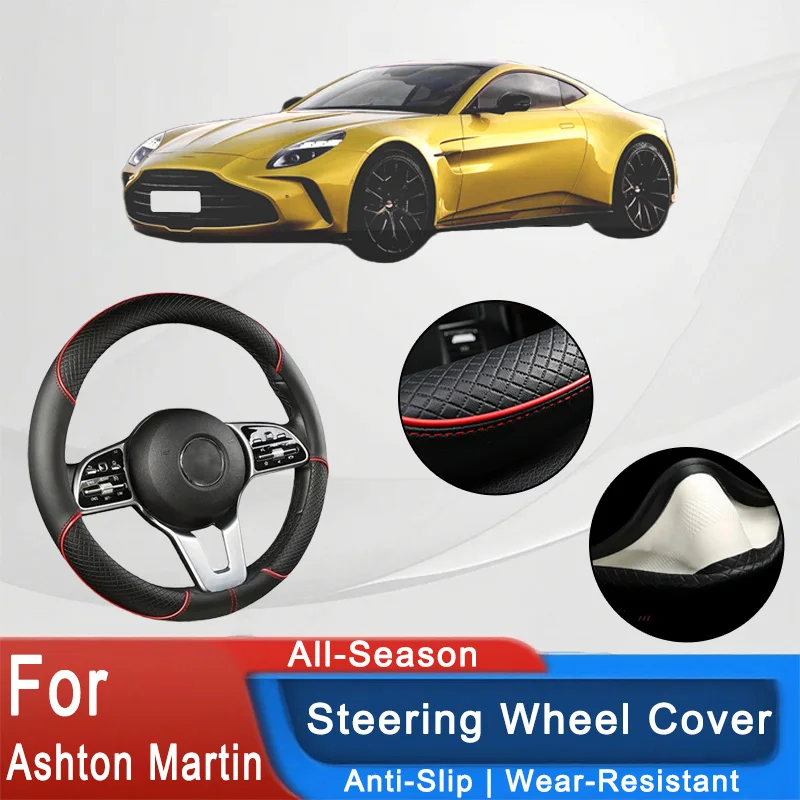 

For Ashton Martin Series 38cm Car Leather Steering Wheel Cover- Anti-Slip, Wear-Resistant, All-Season, Universal | Cubre Volante