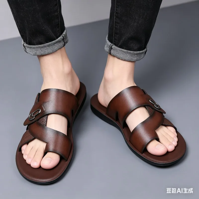 Sandalias de verano para hombre, zapatos informales planos con punta abierta para hombre, Sandalias para caminar al aire libre, zapatos de playa, Sandalias para hombre, zapatillas para hombre