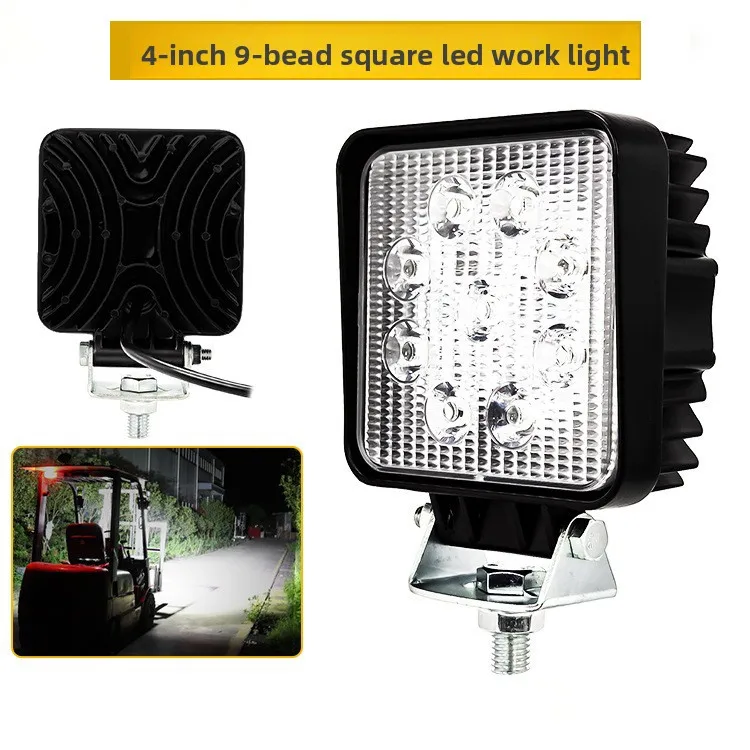 9-LED 27W Square Off-Road Light Bar - Waterproof Fog Lamp for Truck Tractor SUV, Durable Bumper Work Light