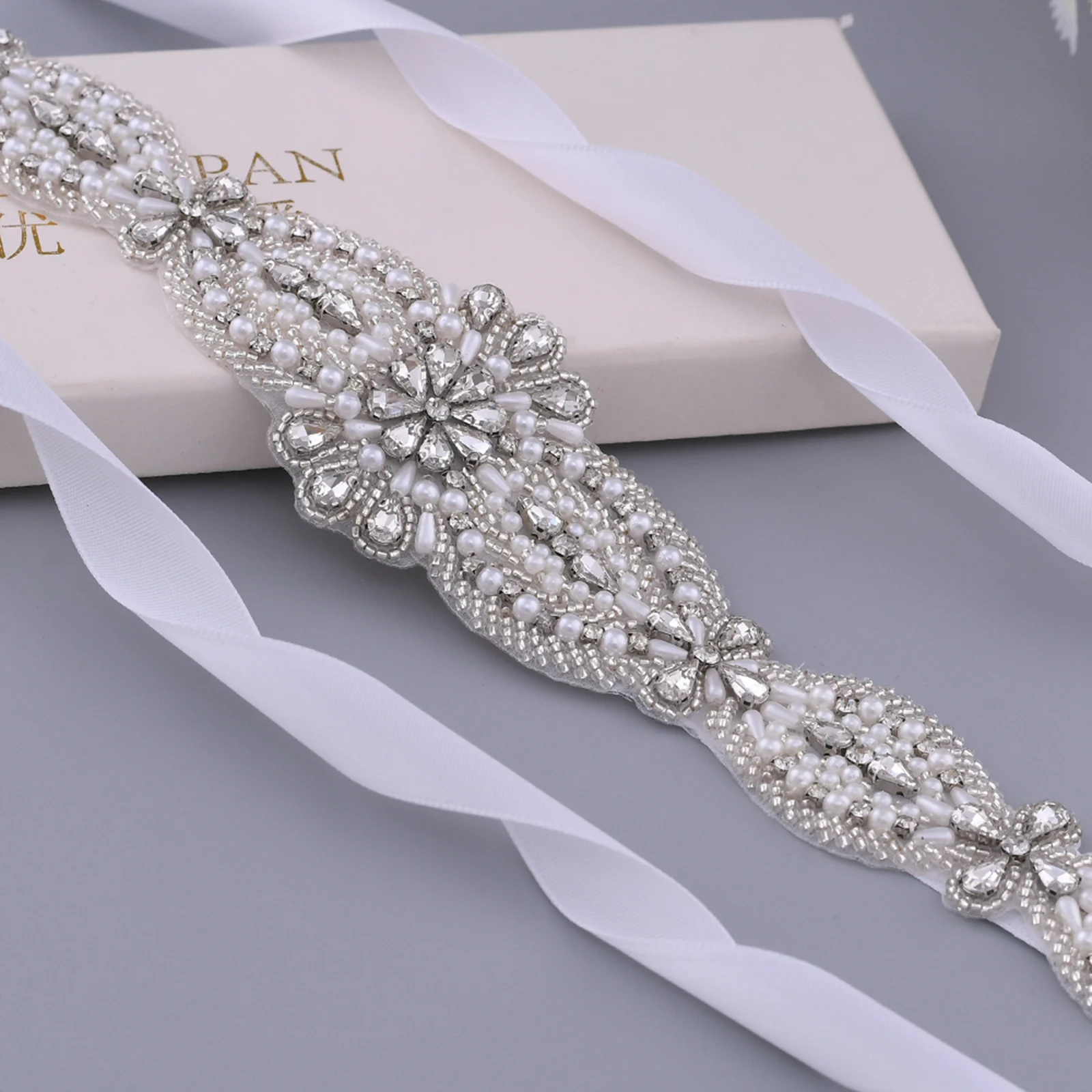 Handgemaakte Strass Parels Sjerpen Wedding Belt Crystal Bridal Riem Sliver Steentjes Bridal Sash Voor Trouwjurk Accessoires