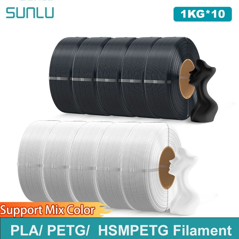 SUNLU 10KG PLA/PETG/filament PETG mat haute vitesse 1.75mm 1KG sans plateau Filament d'imprimante 3D pour imprimante 3D, Filament de recul