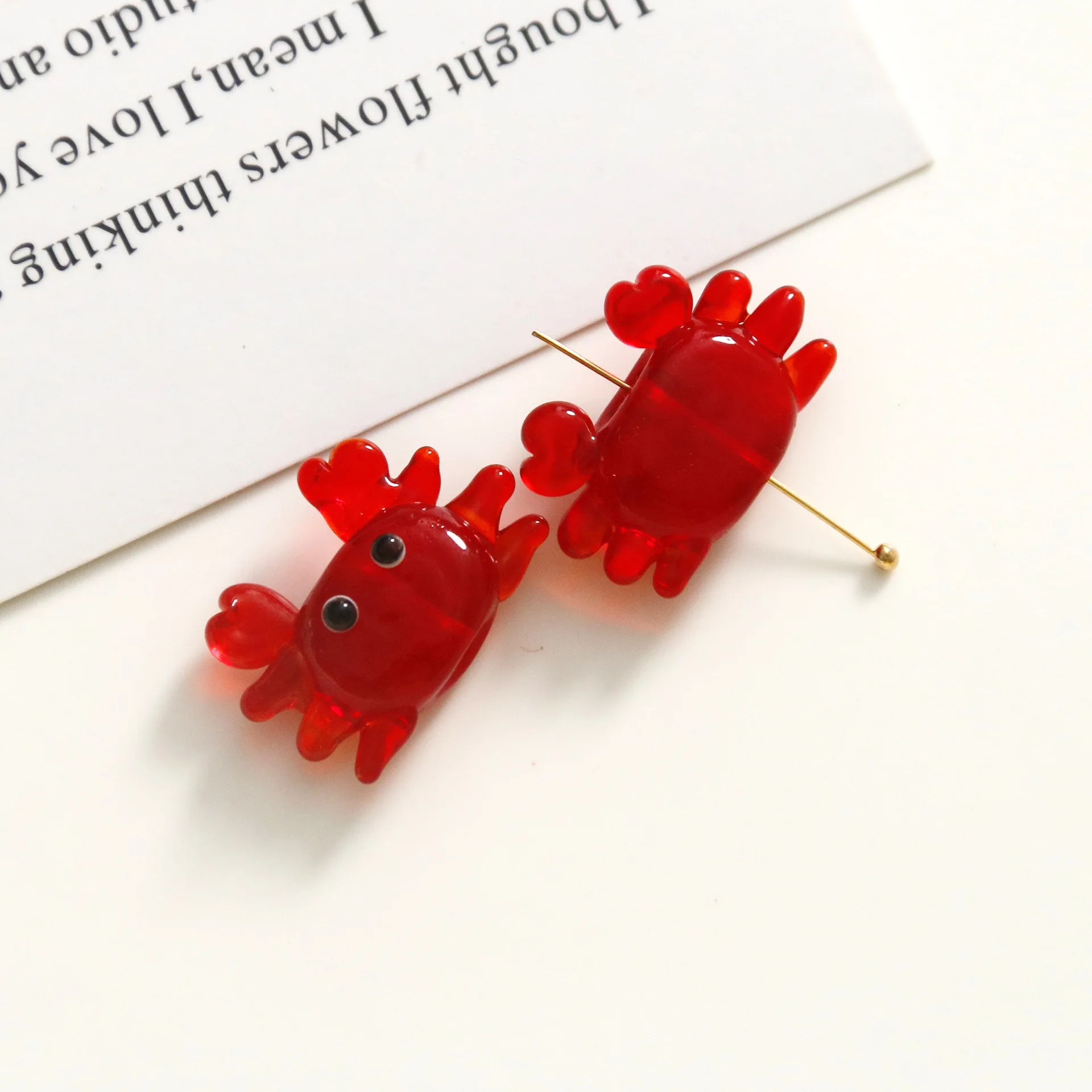 Cartoon Three-dimensional Clear Simulation Small Crab Glass Bead Diy Accessories