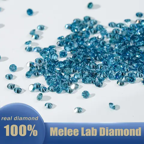 5/10pcs Blue Round Melee Diamond 1.0-3.1mm Small Size Lab Grown Diamond VS-VVS Various Sizes Lab Loose Diamonds for Jewelry Made