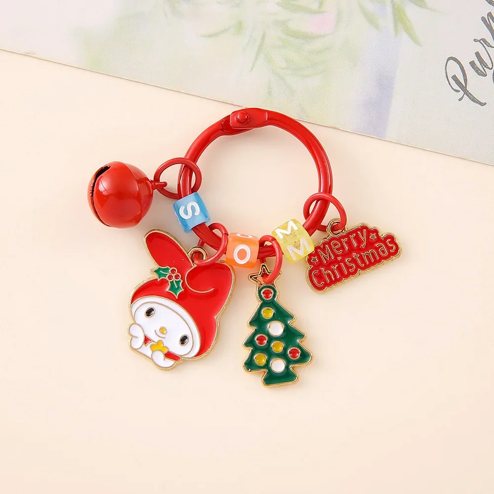 New Sanrios Christmas Kuromi Keychain Letter Creative Hello Kitty My Melody Alloy Metal Keyring Cinnamoroll Pendant Couple Gifts