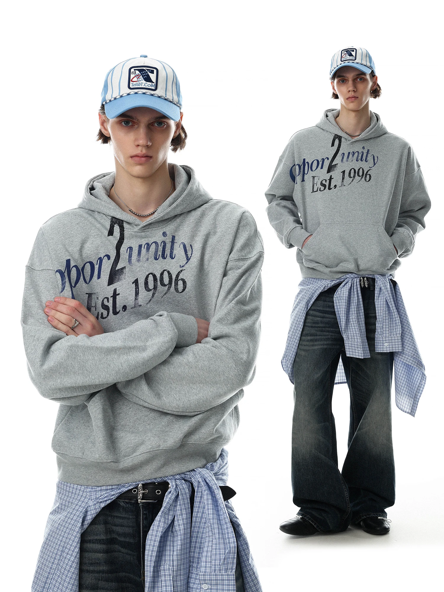 American Retro Letter Print Hoodie Men's Loose Casual Loose Feeling Top MR NEARLY Brand Cotton Polyester Couple Youth