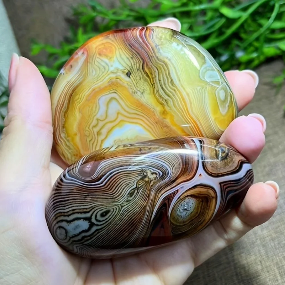Piedra de cuarzo de cristal de ágata envuelta en seda Natural de gran tamaño, piedra preciosa ovalada lisa pulida para meditación, decoración de mesa espiritual