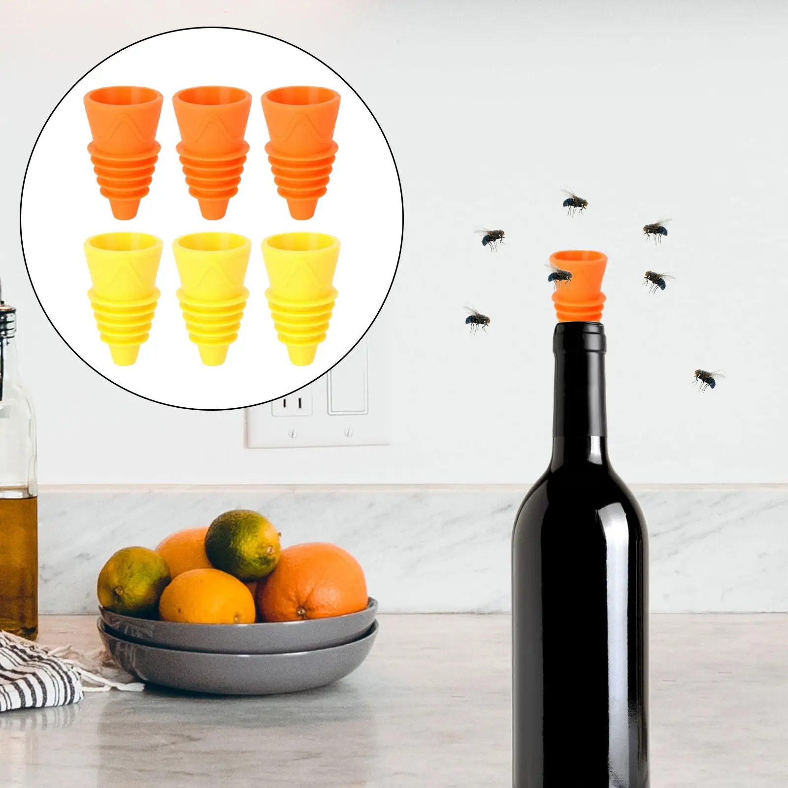 6 ชิ้นผลไม้ Fly Catcher ล้างทําความสะอาดได้ทนทานนํามาใช้ใหม่สําหรับภายในบ้านบาร์กลางแจ้ง