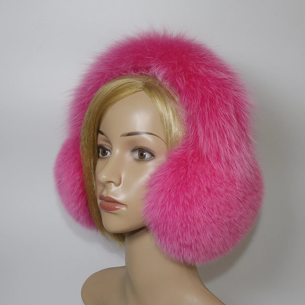 Earmuffs de pele de raposa real para mulheres, Earmuffs quentes, pele de guaxinim natural, lenços genuínos, regalos de orelha de pelúcia, inverno, novo