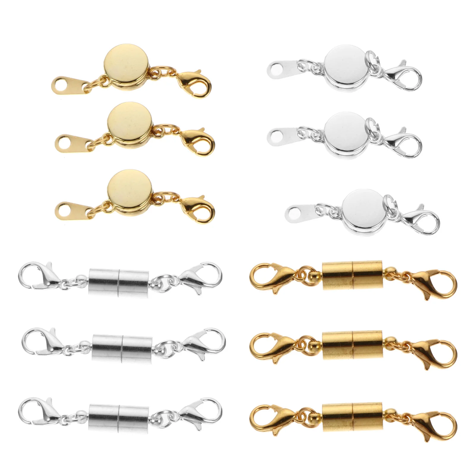 

12 Pcs Necklace Clasp DIY Bracelet Clasps Jewelry Extension Buckle Gold and Silver Closure Extender Alloy