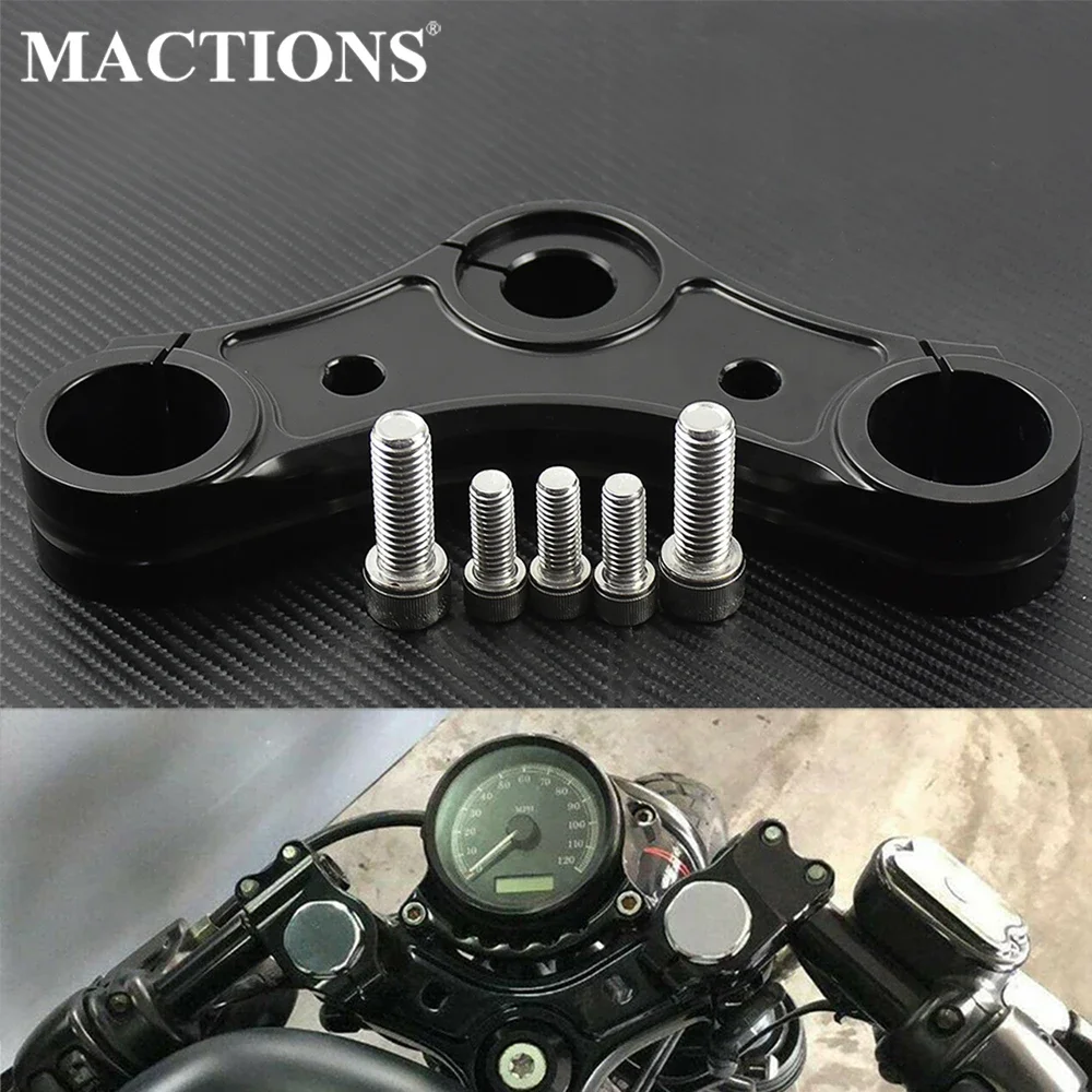 Motorcycle Gloss Black Top Triple Clamps w/Riser Holes For Harley Sportster Seventy Two XL1200V Roadster XL883R Nightster 04-16