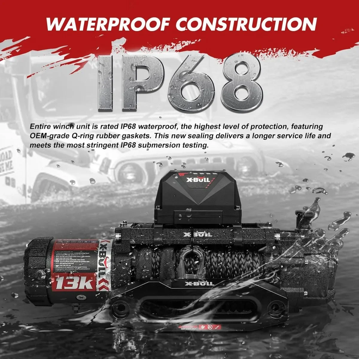 13000LB Electric Winch with 79ft Synthetic Rope & Dual Remote for Professional 4WD Off-Road Recovery