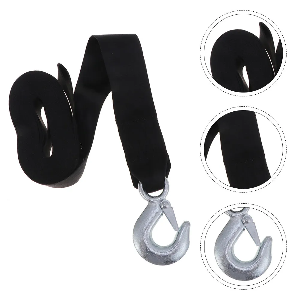 High Strength Trailer Winch Rope Polyester Rope Steel Hook Safety Tow Strap for Trucks Vehicles Marine Emergency Use
