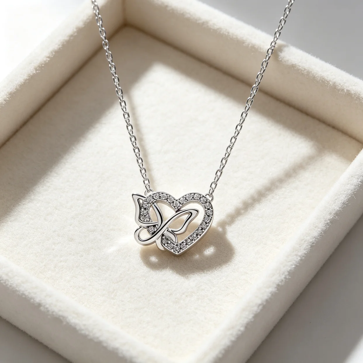 Blaue Stein-Schmetterlingskette S925 Sterling Silber Herzanhänger Halskette Damenschmuck Valentinstagsgeschenke – Detail 5