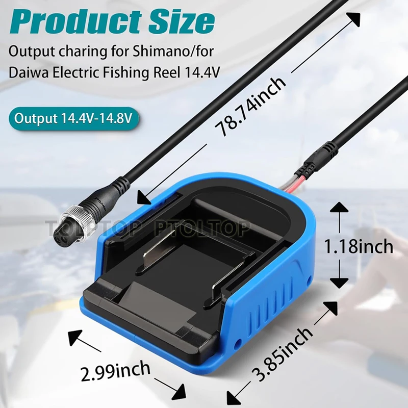 Under 750MJ 800MJ Above Electric Fishing Reel Battery Adapter for Makita 18V Battery Work for Daiwa/Shimano 14.4V Power Reels