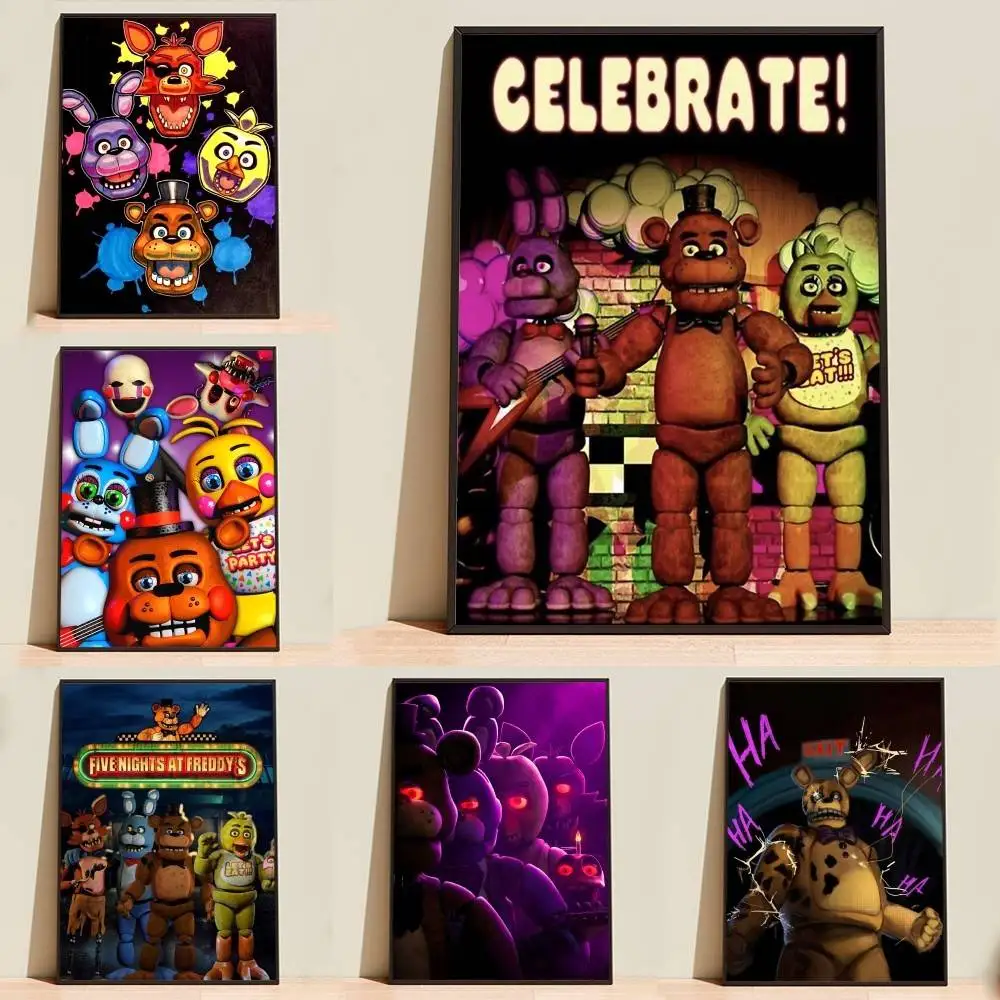Five N-Nights at F-FreddyS Poster Self-adhesive Waterproof Paper Sticker Coffee House Bar Room Wall Decor