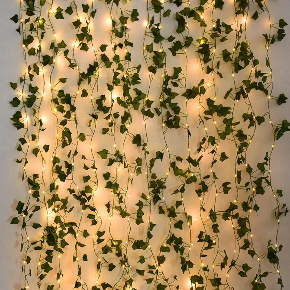 

2M-10M Fake Green Leaf String Lights Glowing Waterproof Artificial Ivy Vine Fairy Light 20/50/100LED Outdoor Garland