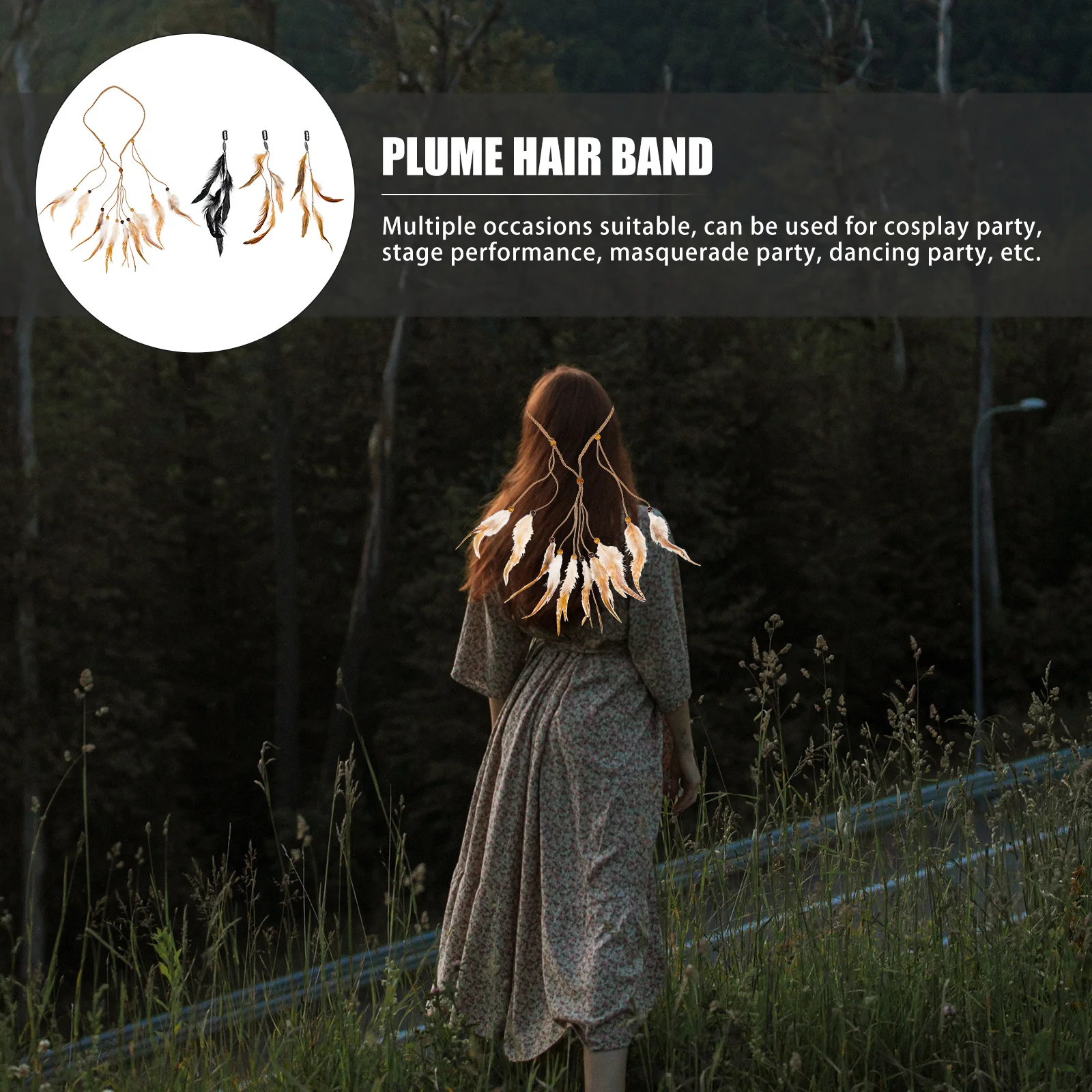 

Набор для укладки волос: заколка-ободок с длинными перьями, ретро-аксессуар для волос, для вечеринок, косплея, маскарада, женский головной убор
