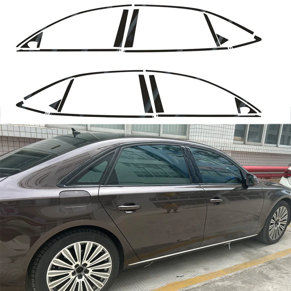 

For Audi A8 D4 2011-2017 sedan Window Chrome Delete Blackout ABC Pillars Glossy Black Stickers