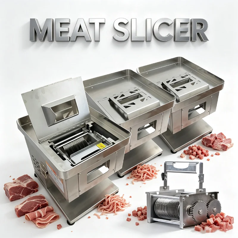 200KG/H Electric Meat Slicer Commercial Meat Cutter 1100W High-power Stainless Steel Large Electric Cutting Machine