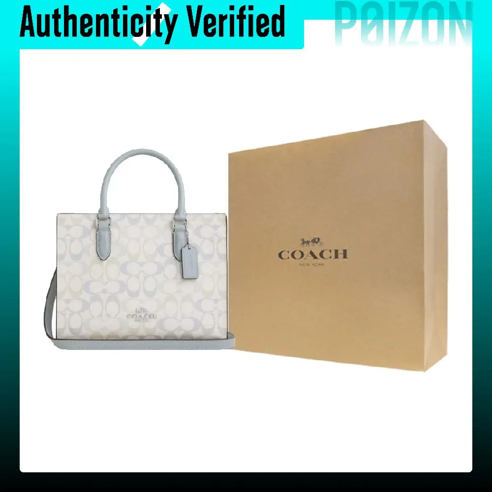 COACH Maggie Artificial Leather Tote Crossbody Handbag Medium Women's Light Blue CDZ08-SVYUA