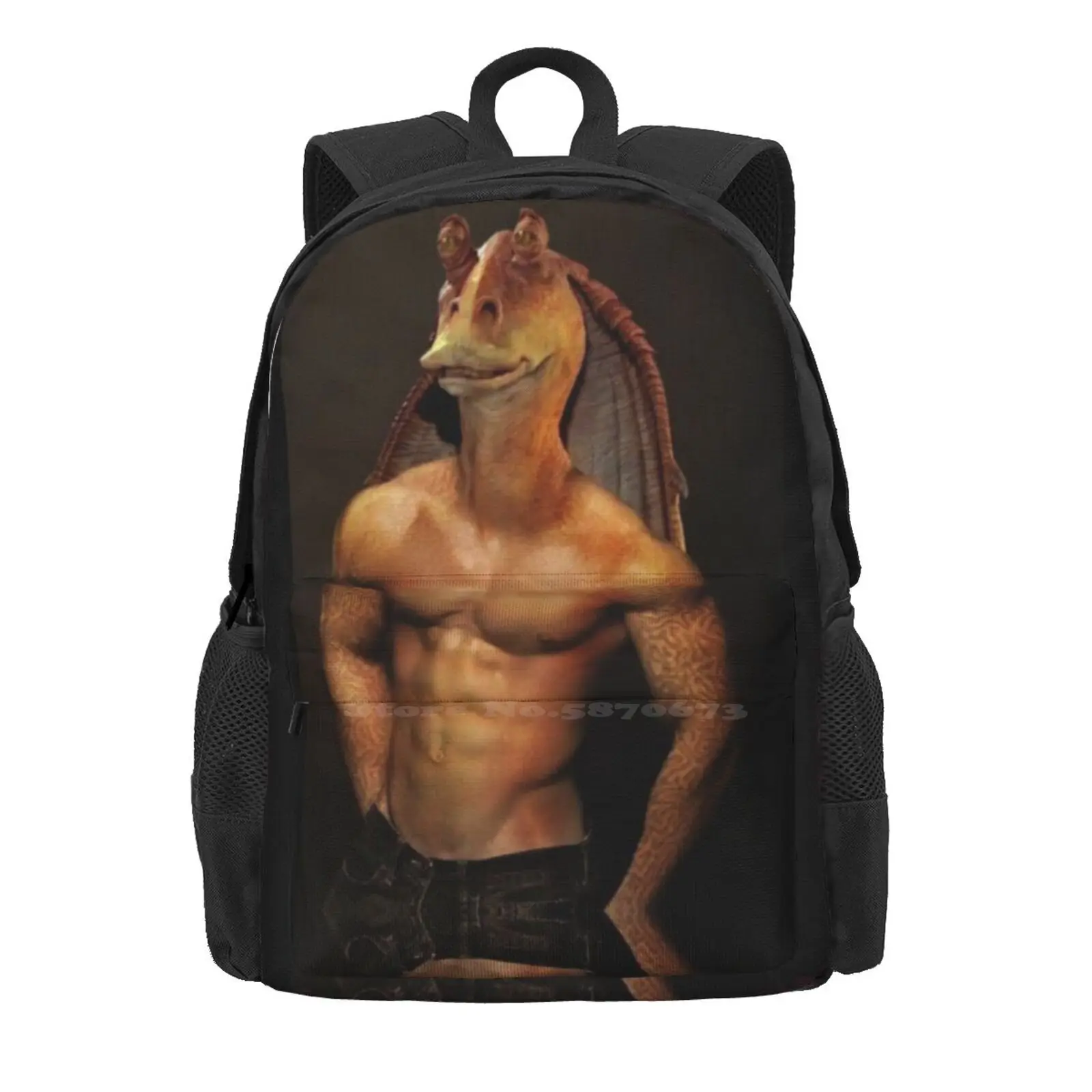 Jar Jar Binks School Storage Bag Student's Backpack Jar Jar Binks Shirtless Sith Jedi Gungan George Lucas Phantom Menace Senate