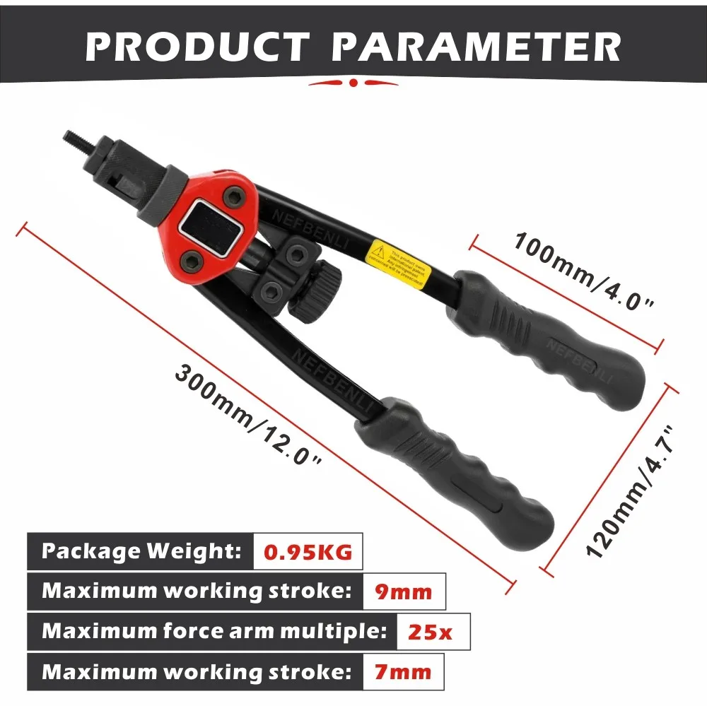 Mão de rosca Rivet Nuts Gun, inserção dupla, manual Riveter Gun, Rebitando Ferramenta, Rivnut, M3, M4, M5, M6, M8, M10, BT-606