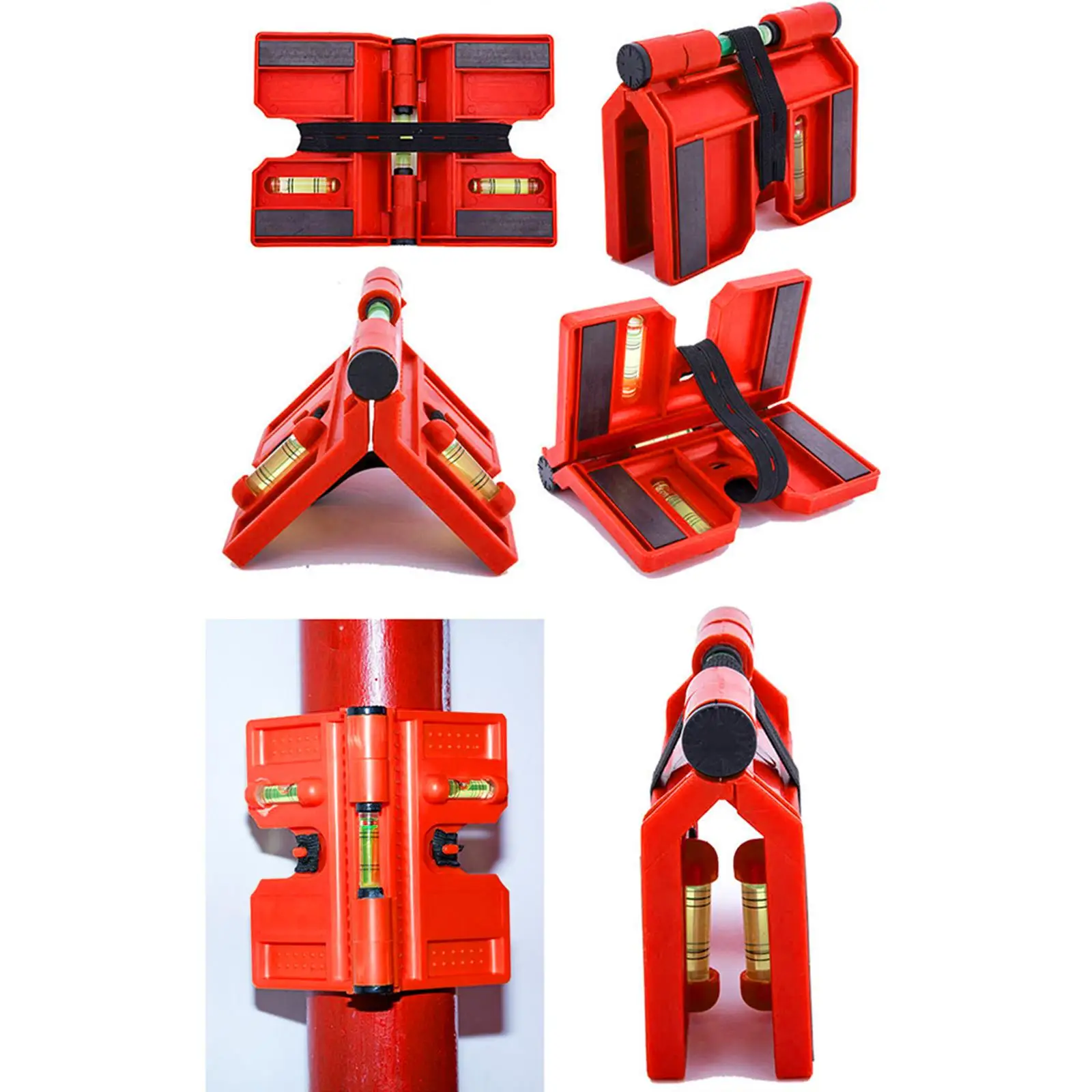 Magnetic Post Level Tool Measurement Adjustable Pipe Leveller Red for Corner