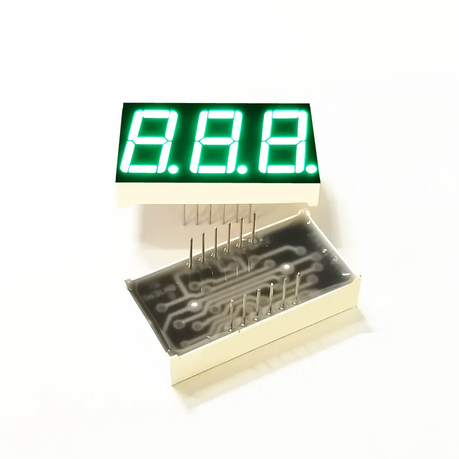 10Pcs 0.56 Inch 3 Bit Digit Emerald Green LED Digital Display Digitron 38*19*8MM 12Pins Digitron Common Anode Cathode KYX-5361