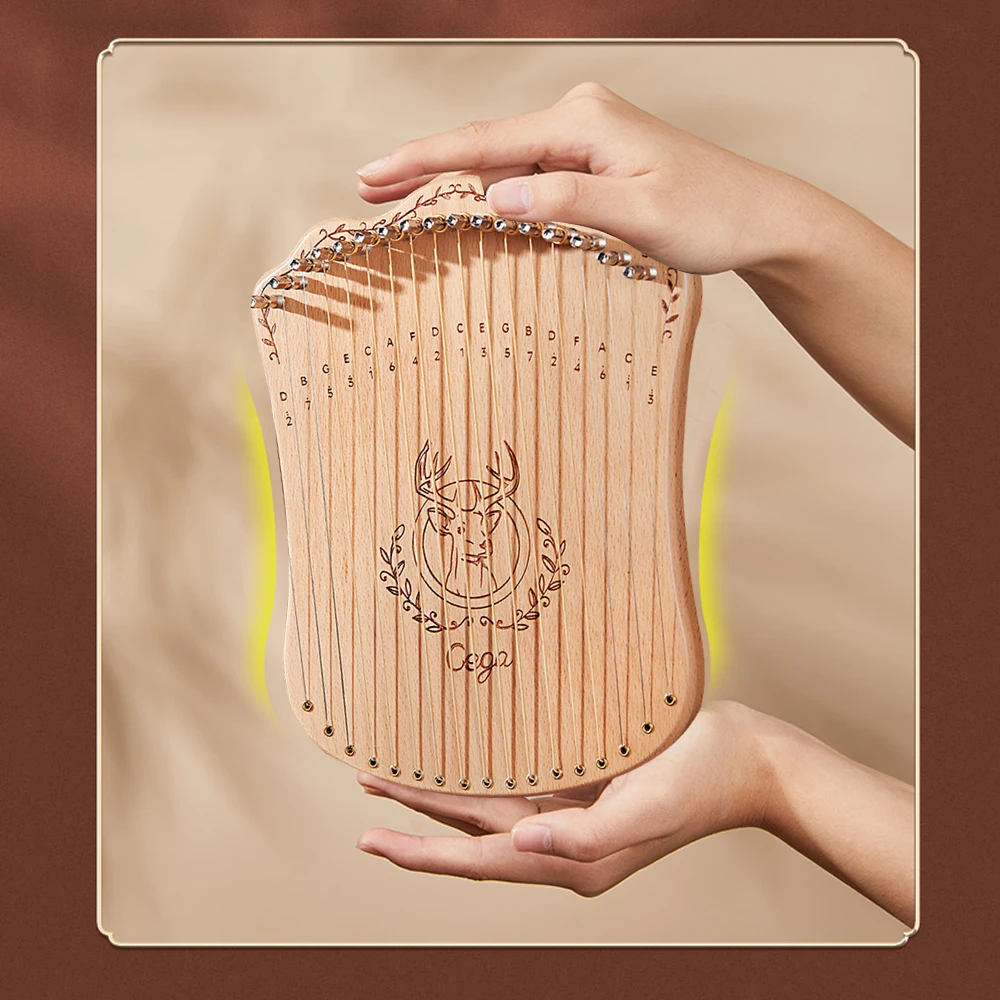 17 String Lyre Harp Portable Solid Beech Wood Harp String Musical Instrument with Tuning Wrench Picks for Beginners Kids Adults