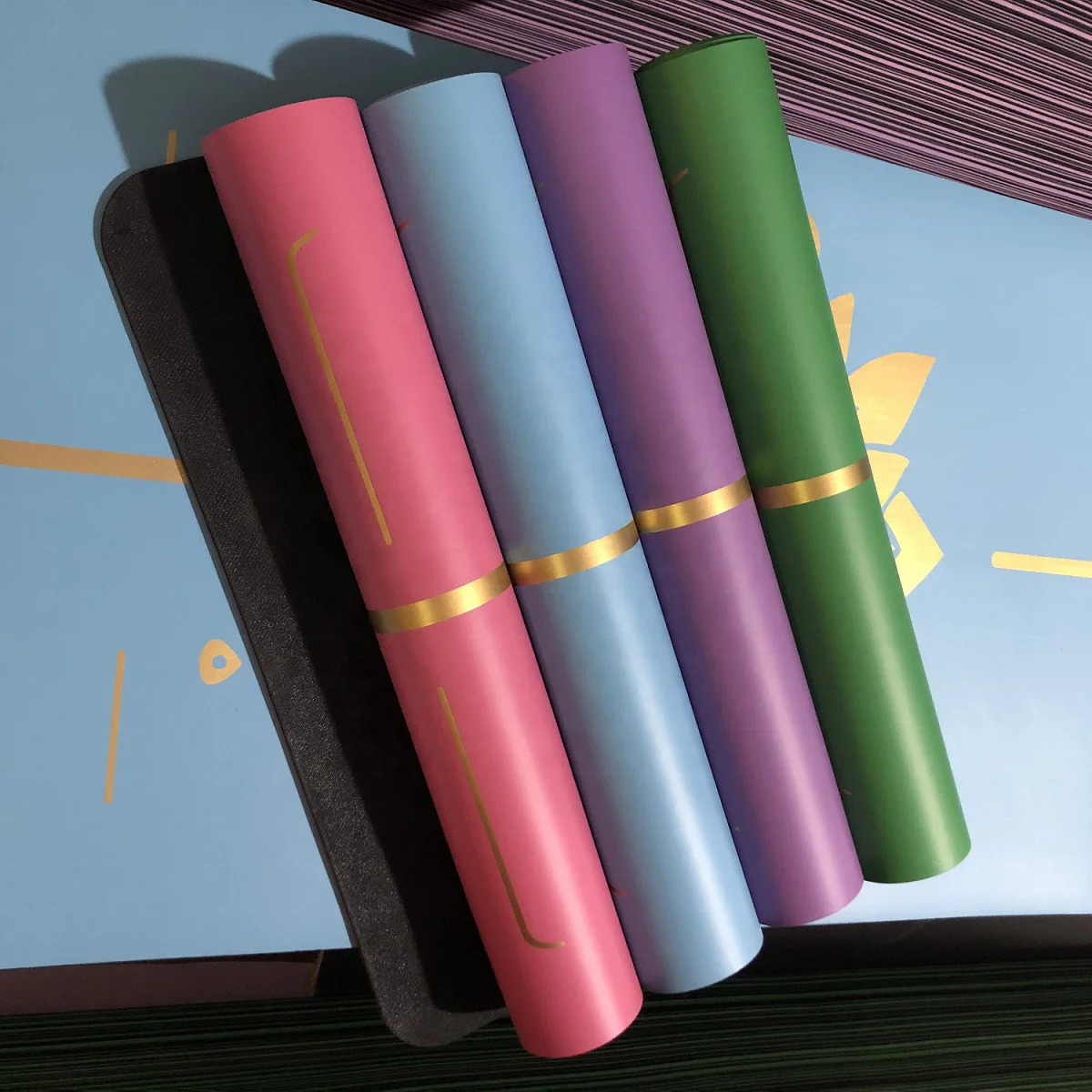 Professional Design Your Own Yoga Mat Anti Slip 18 Colors Gold Printing 5mm Natural Rubber Non Slip Pu Luxury Yoga Mat