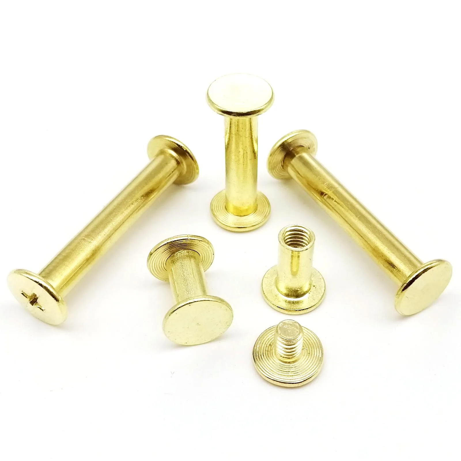 HZYUEGOU 10 Stück M5x5-50mm Goldene und Silberne Chicago-Schraubnieten für Leder, Taschen, Gürtel, Fotoalben, Scrapbooks und Notizbücher – Detail 4