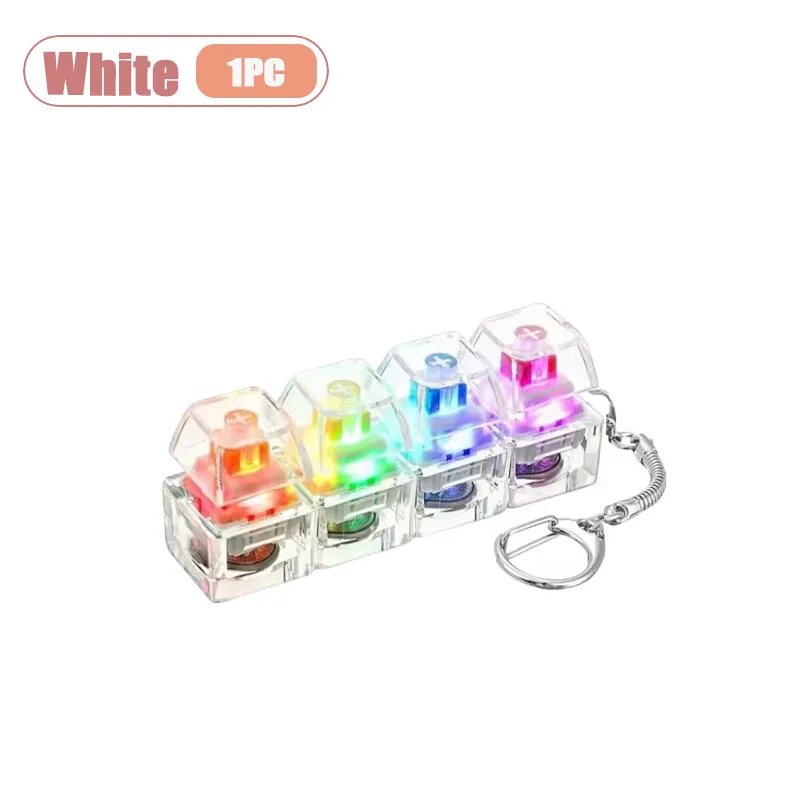 Mechanischer Tastatur-Schalter-Tester Schlüsselanhänger Fidget mit LED-Licht DIY Tastenkappen Stressabbau Clicker für Büro Schreibtisch Angstlinderung Geschenk
