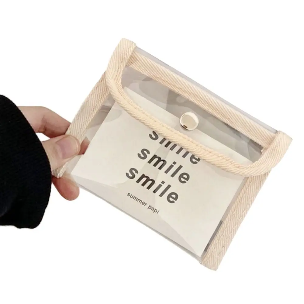 กระเป๋าใส่บัตรเครดิต PVC ใสแฟชั่นบัตรประชาชน dompet koin กระเป๋าเครื่องสำอางใสกันน้ำ