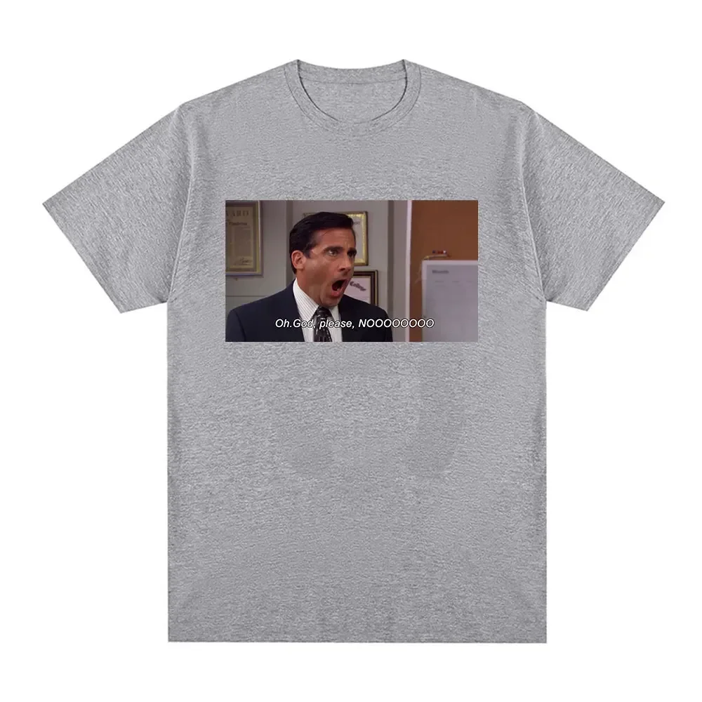 Cotton Oversized T-shirt Michael Scott Homage The Office Men T Shirt Tv Series Oh God Please NO Graphic Short Sleeve T Shirts