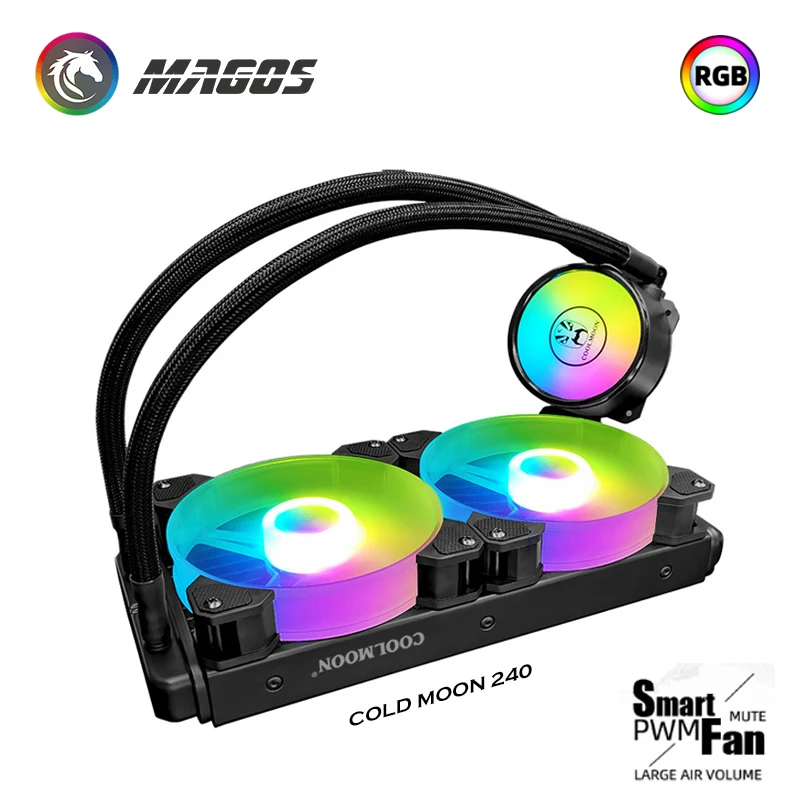 Coolmoon Cpu Aio Waterkoeling Kit, Icemoon Liquid Cpu Koeler, blok + Pomp + Radiator + Fan Combo Intel/Amd Rgb Effect