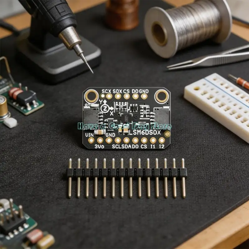 462D LSM6DSOX Motion Unit Board Accelerometer Gyroscope with Bus Link, Pad Text, Two Event Lines, and 6 DoF Motion Reading for